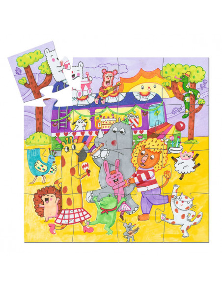 Puzle silueta el autobús arcoíris