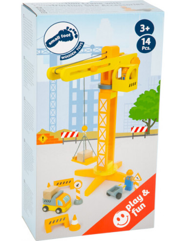 Grúa con artículos de la construcción