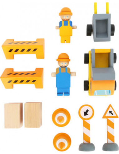 Grúa con artículos de la construcción