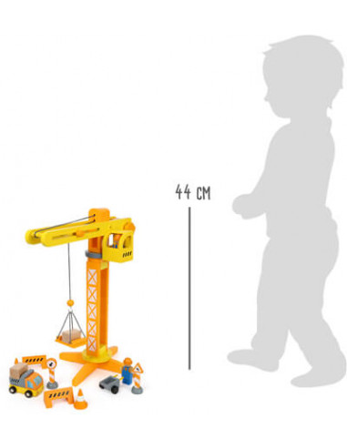 Grúa con artículos de la construcción