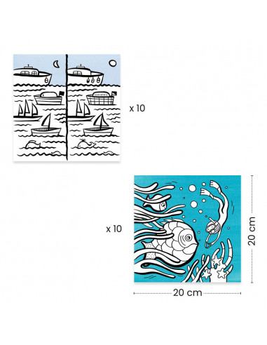 Dispensador de 10 dibujos para colorear + 10 juegos sorpresa Océano