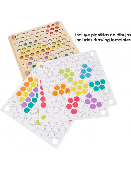 Tablero Montessori de madera para crear de mosaicos multicolor