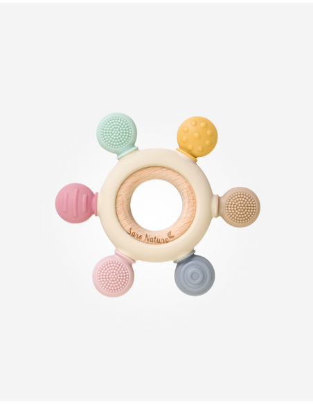 Mordedor sensorial madera y silicona