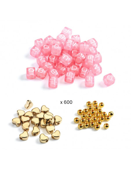 Perlas alfabeto doradas