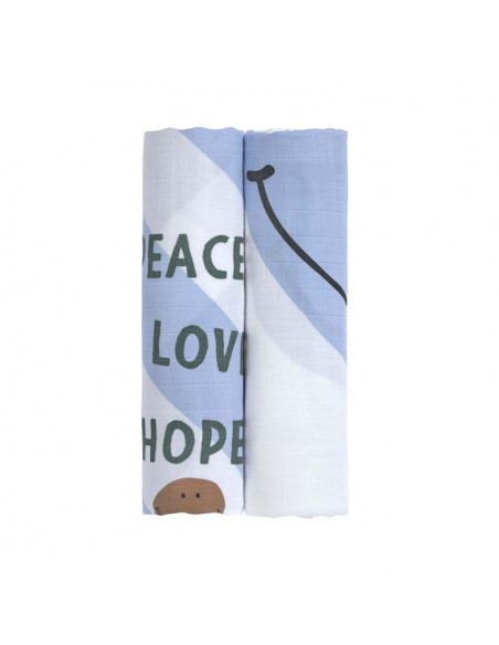 Pack 2 muselinas XL Happy blue