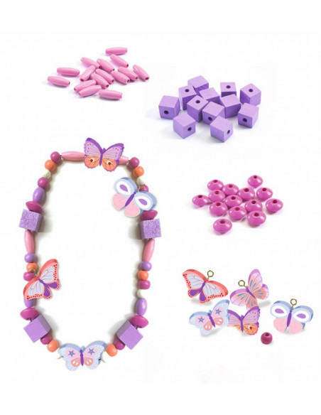 Perlas de madera mariposas