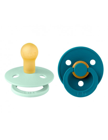 2 Chupetes BIBS Colour Round Nordic Mint-Forest Lake 0-6 M