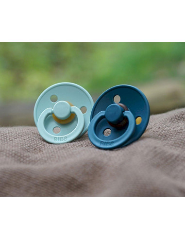 2 Chupetes BIBS Colour Round Nordic Mint-Forest Lake 0-6 M