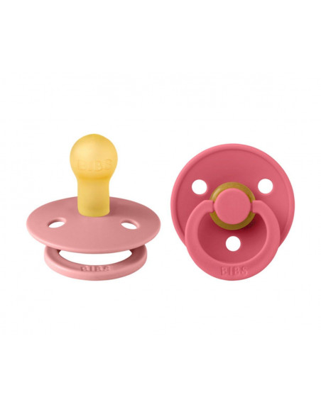 2 Chupetes BIBS Colour Round Dusty Pink-Coral 0-6 M