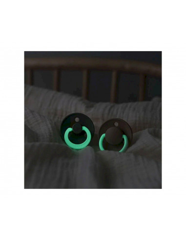 2 Chupetes Nocturnos BIBS Colour Round Vainilla-Blush 0-6 M