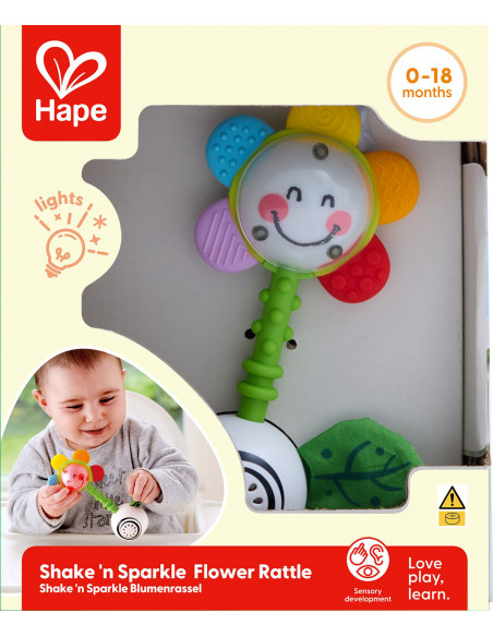 Sonajero de flor agita y brilla