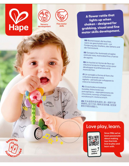 Sonajero de flor agita y brilla